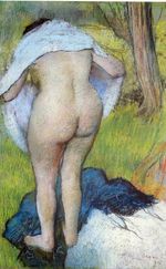 Nude Woman Pulling on Her Clothes 1885